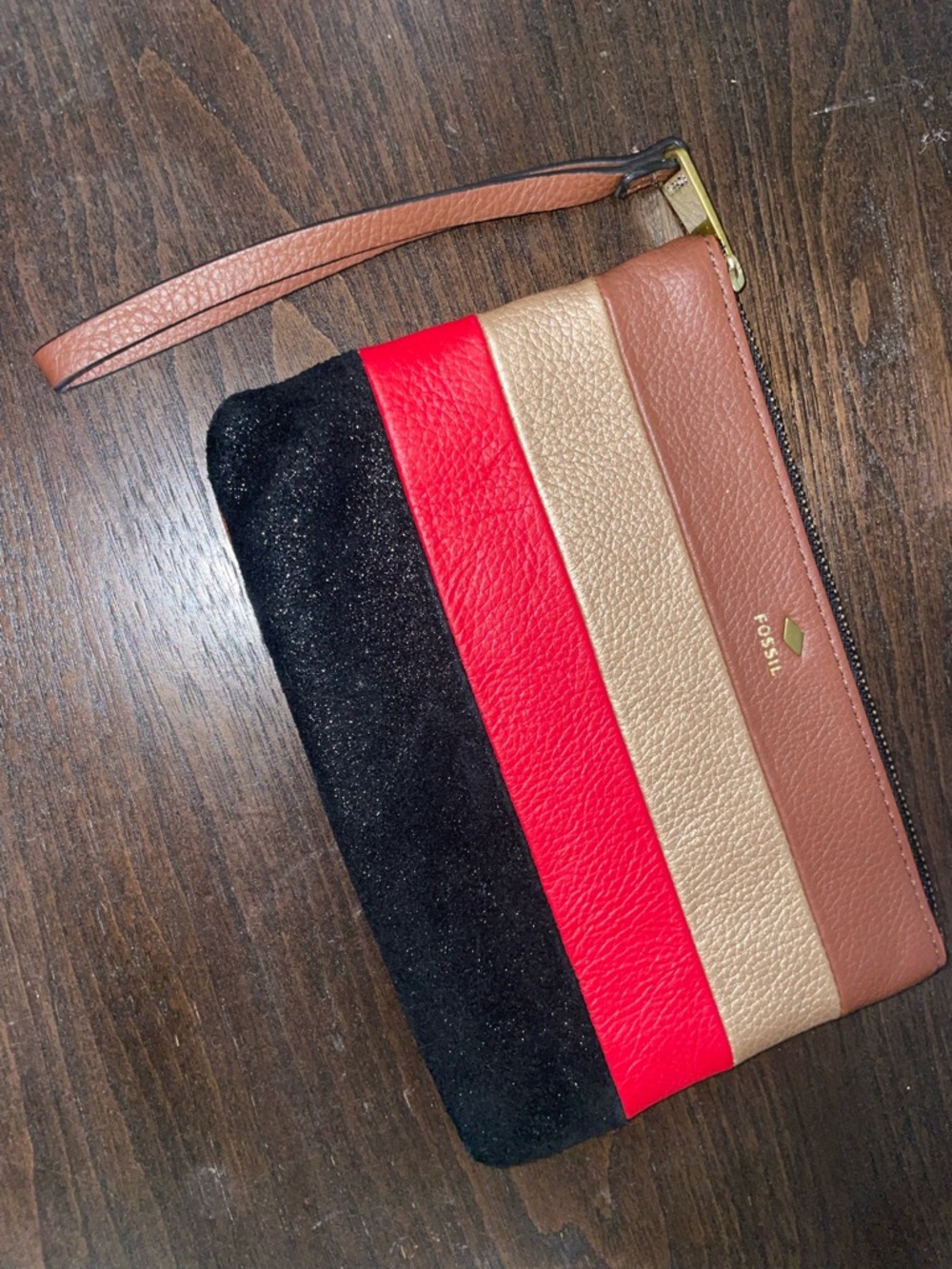 Fossil leather wristlet Multi-color Block